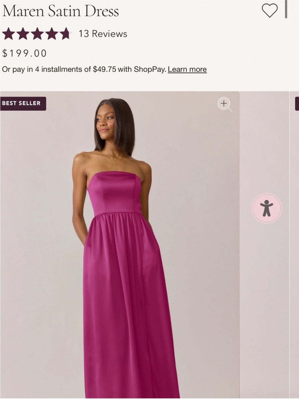 Revelry Maren Satin Strapless Dress - Fuchsia